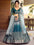 Festiwo Enchanted Olive Ombre Blue Chinnon Lehenga Choli with Thread & Sequins Embroidery | Wedding & Reception Wear